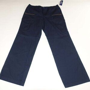 Chaps Women's Cargo Chino Pants Size 14 NWT Navy Blue Flat Front 32" Inseam